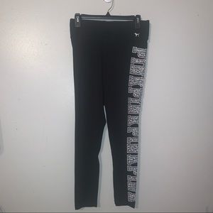 vs pink black bling logo leggings size medium